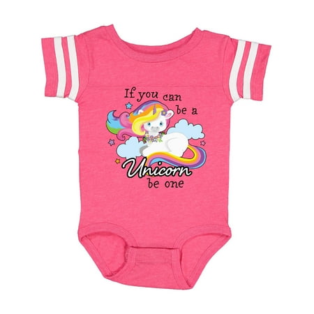 

Inktastic If you can be a Unicorn be One with Rainbow Unicorn in Cloud Gift Baby Boy or Baby Girl Bodysuit