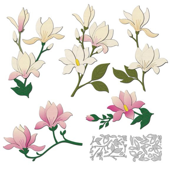 Matrices de corte metálicas con flor de magnolia DELORIGIN 10 x 15 cm