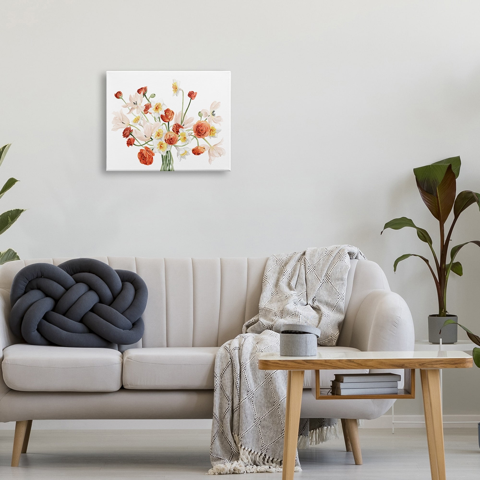 Stupell Industries Minimal Intertwining Orange White Flower Bouquet , 40 x 30, Design by Grace Popp