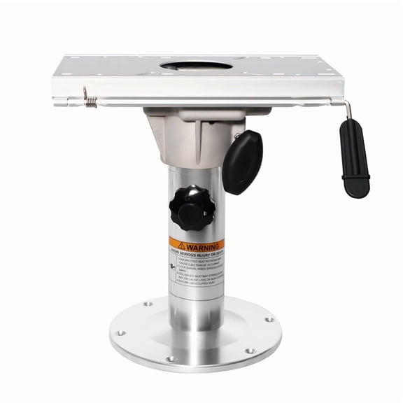 Adjustable Aluminum Boat Seat Base, 14–19 Inch Height, Slides & Locking, Silver Matte Finish