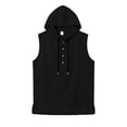 thumbnail image 4 of Noric Men's Sleeveless Hooded Tank Top Button Front Muscle Tee with Big Pocket Casual Gym Hoodie Vest for Summer, 4 of 7