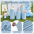 thumbnail image 5 of golytefs 5Pcs Cylinder Pedestal Stand Covers Reusable Elastic Cloth Pillar Plinth Cover Without Stands for Wedding Props Babyshower Birthday Party (Light Blue), 5 of 8