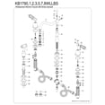 thumbnail image 6 of Kingston Brass KB1793WLLBS Wilshire Double-Handle Widespread Kitchen Faucet with Brass Sprayer, Antique Brass, 6 of 8