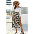 thumbnail image 2 of Jupe de Léopard Boho Haut Bas Split Été Plage Jupes Midi Wrap (Imprimé Léopard Blanc, XL), 2 of 7