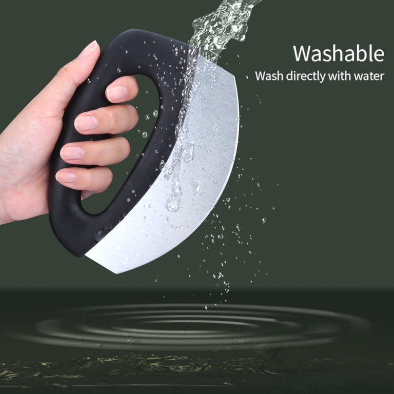 Suanyok Premium Pizza Cutter Rocker - Stainless Steel Blade With Protective Sheath & Non-Slip Handle | Dishwasher Safe