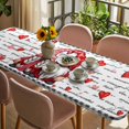 thumbnail image 3 of Valentine's Day Table Cloths for 8 Foot Rectangle Tables, Red Gnomes Love Letter Buffalo Plaid Patio Waterproof Elastic Fitted Tablecloths, Washable Rectangular Table Cover for Camping, 3 of 8