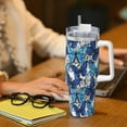 thumbnail image 6 of Uemuo Blue and White Butterflies Print 40oz Ice Bully With Handle And Straw Stainless Steel Vacuum Insulated Cup And 2 In 1 Straw Lid Insulated Travel Tumbler, 6 of 8