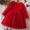 thumbnail image 4 of FamilyThread Girls Knitted Dress Long Sleeve With Ruffle Crewneck Fluffy Dress Mesh Casual Tutu Dresses For 2-8Y, 4 of 8