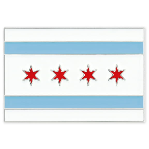 PinMart's Rectangle City of Chicago Flag Enamel Lapel Pin