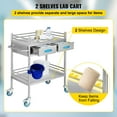 thumbnail image 4 of VEVOR Lab Serving Cart, 2 Layers Stainless Steel Utility Rolling Cart, Medical Cart with Two Drawers, Dental Utility Cart with Lockable Wheels and A Bucket, for Laboratory, Hospital, Dental Use, 4 of 9