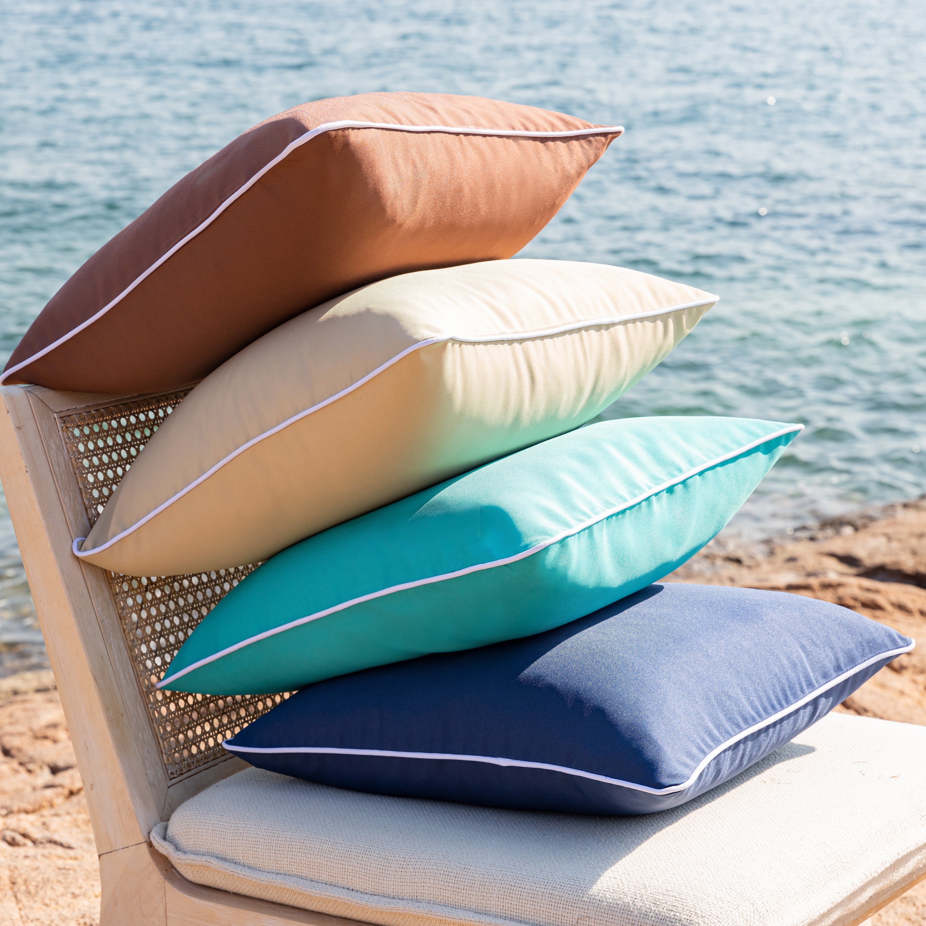 Outdoor Waterproof Decorative Rectangle Throw Pillow for Patio Garden, 12" x 20", Navy, 2 Pack