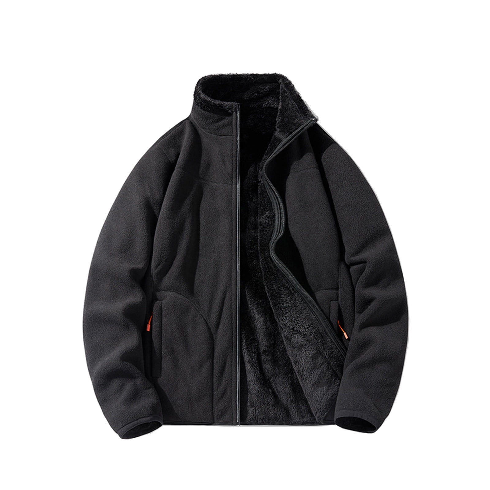OGLCCG Mens Fluffy Fuzzy Jacket Plush Fleece Casual Winter Stand