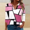 thumbnail image 6 of Women's Relaxed Fit 3/4 Sleeve Blouse, Printed V-Neck Top, 6 of 6