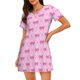 thumbnail image 1 of Fotbe Pink bows Bata de Dormir para Mujer con Estampado, Camisón de Algodón de Manga Corta, Ropa de Dormir Casual, 1 of 6