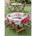 thumbnail image 3 of Outdoor Tablecloth with Umbrella Hole and Zipper, Happy Birthday Round Table Cloth 54 Inch Waterproof Tablecloth, Red Dress Crown Carriage Flowers Butterfly Picnic Table Cover for Patio Camping, 3 of 7