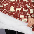 thumbnail image 3 of Oversized Wearable Blanket Hoodie,Red Christmas Icon Pattern Sherpa Blanket Hoodie with Super Pockets,Super Warm Fuzzy Pullover for Women & Men, 3 of 6