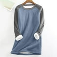 thumbnail image 3 of Scyoekwg Winter Warm Fleece Sweatshirts for Women Round Neck Womens Tops Long Sleeve Casual Fleece Lined Thick Thermal Pullover Loungewear (A_Blue,S), 3 of 3