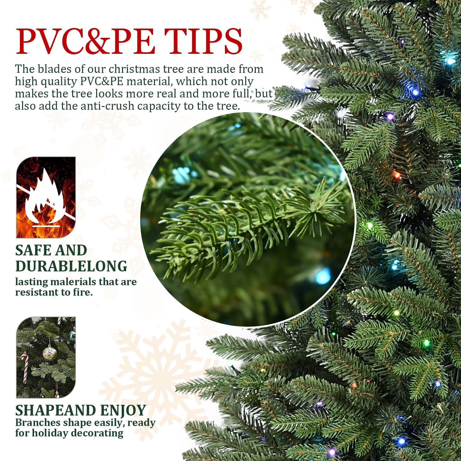 7ft Prelit Christmas Tree with Remote Control, Artificial Fake Christmas Tree with 340 Multi-Color LED Lights, 48 Color Modes, 2126 PE & PVC Mixed Branch Tips, Xmas Tree