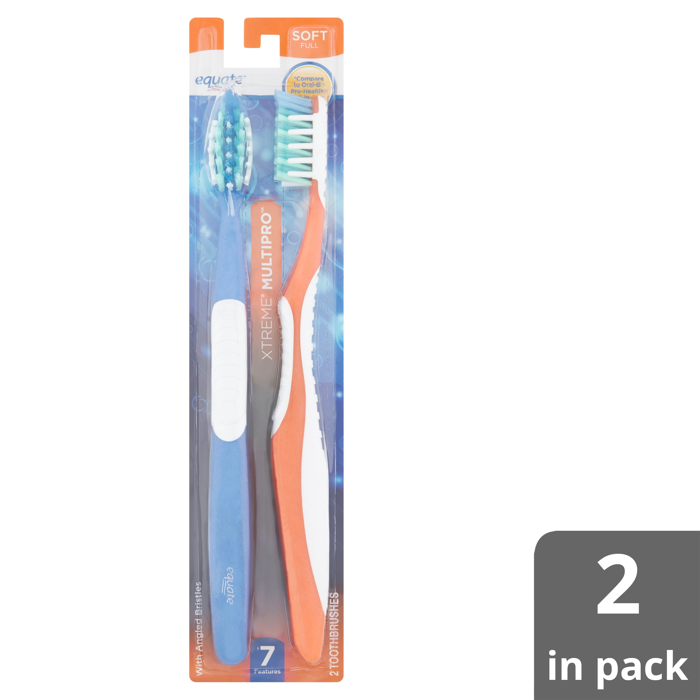 Equate Pure Health, Adult, Manual, Soft Toothbrush, 2 Count "Delisted"