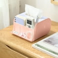 thumbnail image 4 of Multifunctional Rectangular Tissue Holder Cover Case Facial Tissue Paper Box Napkins Dispenser Container Stylish Remote Control Desk Storage for Living Room Bedroom Dressers Home Office, 4 of 6