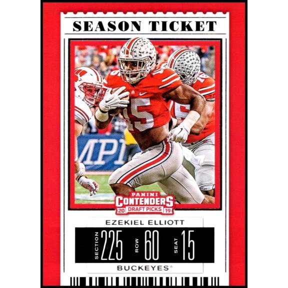 Collectible 2019 Panini Contenders Draft Season Ticket #39 Ezekiel Elliott Ohio State Buckeyes NCAA Football Trading Card