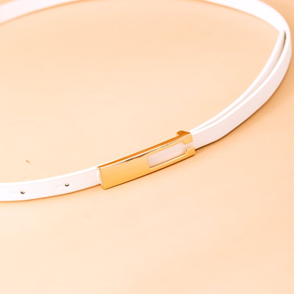 Women PU Leather Belt Solid Color Thin Skinny Waistband Metal Buckle Adjustable Belts For Lady Dress Strap belts for women