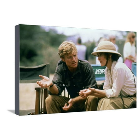 Robert Redford and Meryl Streep sur le tournage du film Out of Africa by Sydney Pollack, 1985 (phot Stretched Canvas Print Wall Art