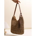 thumbnail image 5 of Women's Straw Woven Tote Bags Boho Handmade Crochet Wicker Hobo Shoulder Purse Summer Beach Travel Vacation Handbags, 5 of 8