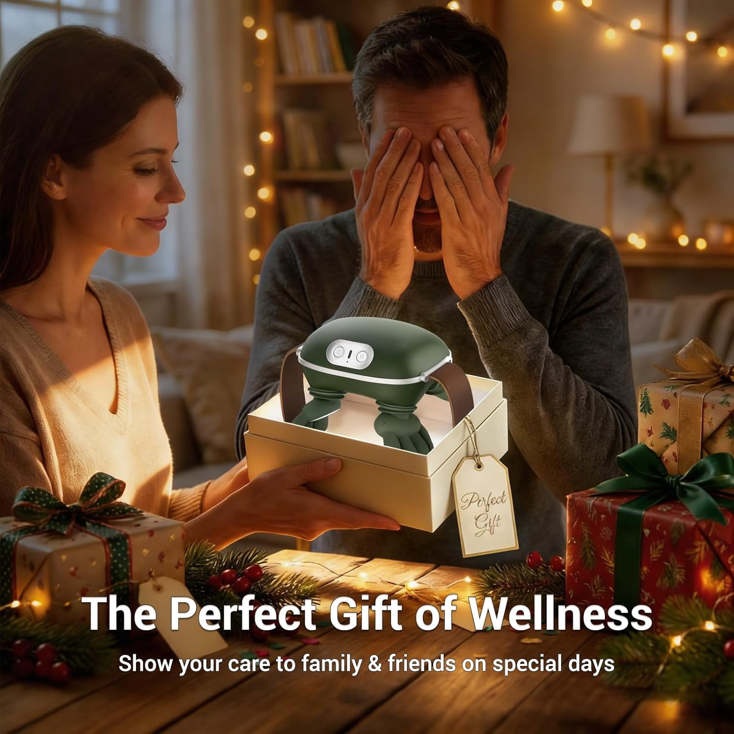 Neck Massager with Heat, Bionic Deep Tissue Shiatsu Kneading, Cordless Rechargeable Hands- Wearable for Muscles