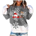 thumbnail image 2 of Chandail en Molleton de Noël pour Femmes 2023 Hiver Aguichant Col Rond Imprimé Manches Longues Blouse Régulière en Liquidation, 2 of 5