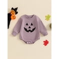 thumbnail image 4 of Caoirhny Baby Girls Boys Halloween Romper Casual Pumpkin Print Round Neck Long Sleeve Jumpsuit for Fall Winter, 4 of 9