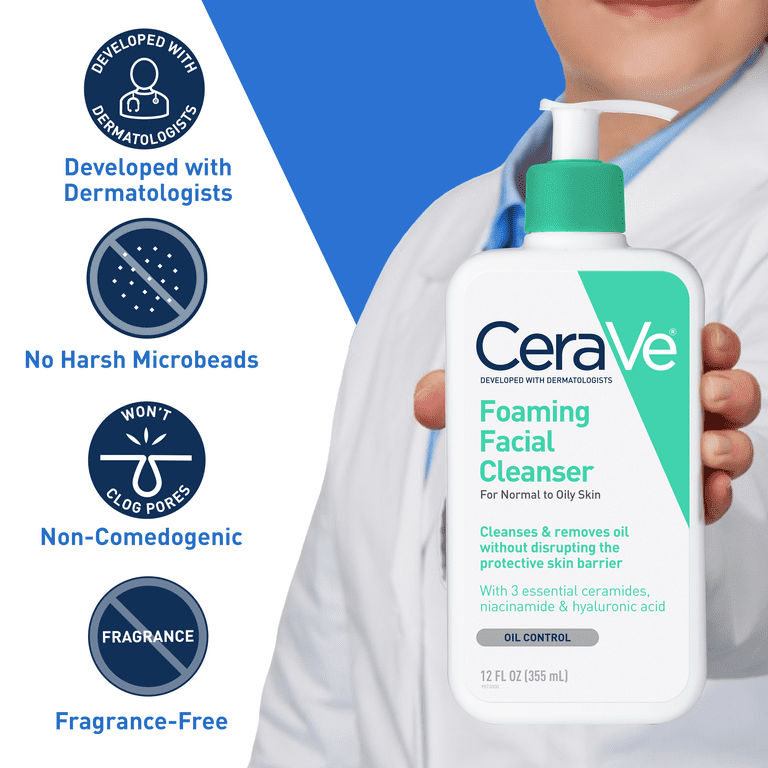 CeraVe Foaming Facial Cleanser for Oily Skin, Daily Face Wash with