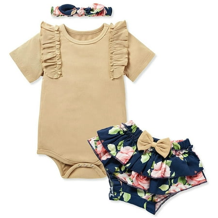 

2Pcs Baby Girl Romper Shorts Set Cute Floral Print Summer Outfits Newborn Infant Girl Clothes