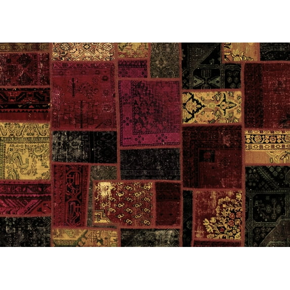 Ahgly Company Indoor Rectangle Patchwork Brown Transitional Area Rugs, 5' x 8'