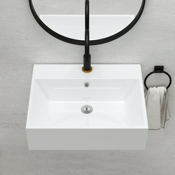 ELLAI Évier De Salle De Bain Rectangulaire Au-dessus Du