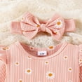 thumbnail image 5 of Baby Girl Clothes Toddler Girl Clothes Outfits Ruffles Romper Bodysuit Floral Print Pants Headbands Set Cute Clothes for Girls,Pink,6-9 Months, 5 of 6
