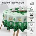 thumbnail image 4 of Happy St Patrick''s Day Tablecloth Round 60 Inch Clover Shamrocks Horseshoe Circle Table Cover with Green Buffalo Plaids Dustproof Table Cloth for Kitchen Dining Picnic Indoor Outdoor Decor, 4 of 6