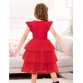 thumbnail image 5 of Oudiya Toddler Girls Fluffy Tutu Dress Tiered Summer Party Sundress Tulle Cute Red Dresses for Kids 2-7Y, 5 of 8
