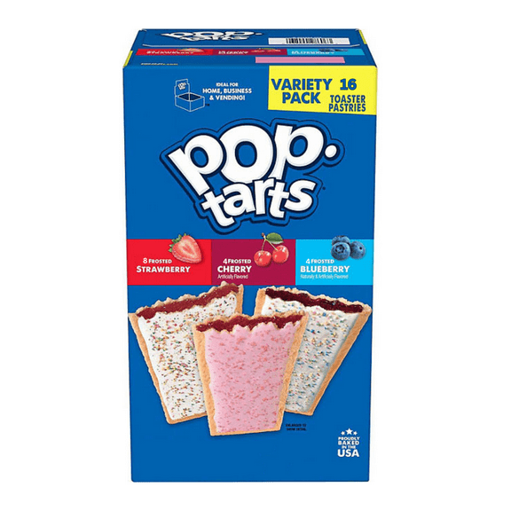 Pop-Tarts Variety Box, 16 Count – Classic Strawberry, Cherry, Blueberry Mix