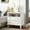 White, variant on Bedroom Nightstand With Ports - 2 Drawers & Open Space, Chargers Outlets, Solid Wood Legs End Table Storage Charging Shelf, Mid-century Modern Style, Leg Construction