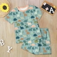 thumbnail image 2 of Teen Boy Clothes Toddler Baby Set Kids Summer Polyester Dinosaur Print Short Sleeve Running Suit 0 6 12 18 24 Months 2T 3T Pajamas & Dailywear Crew Tank Tees+Shorts Two Pieces, 2 of 6