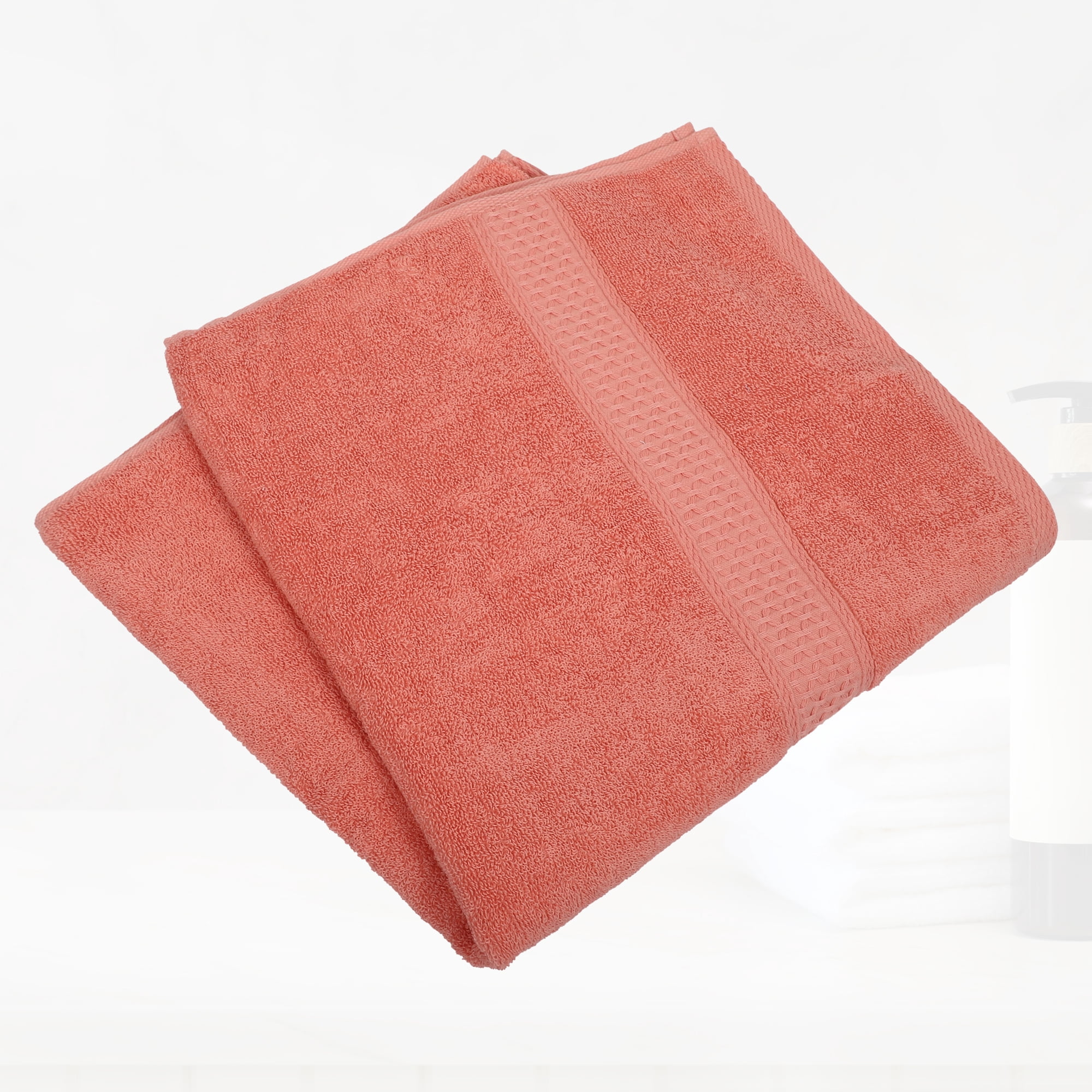 Unique Bargains 1 Pcs Cotton Bath Towel Plain Soft Absorbent Red