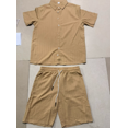 thumbnail image 5 of Men 2 Piece Matching Summer Outfit Stripe Texture Short Sleeve Button Up Shirt and Shorts Casual Vacation Set, 5 of 11
