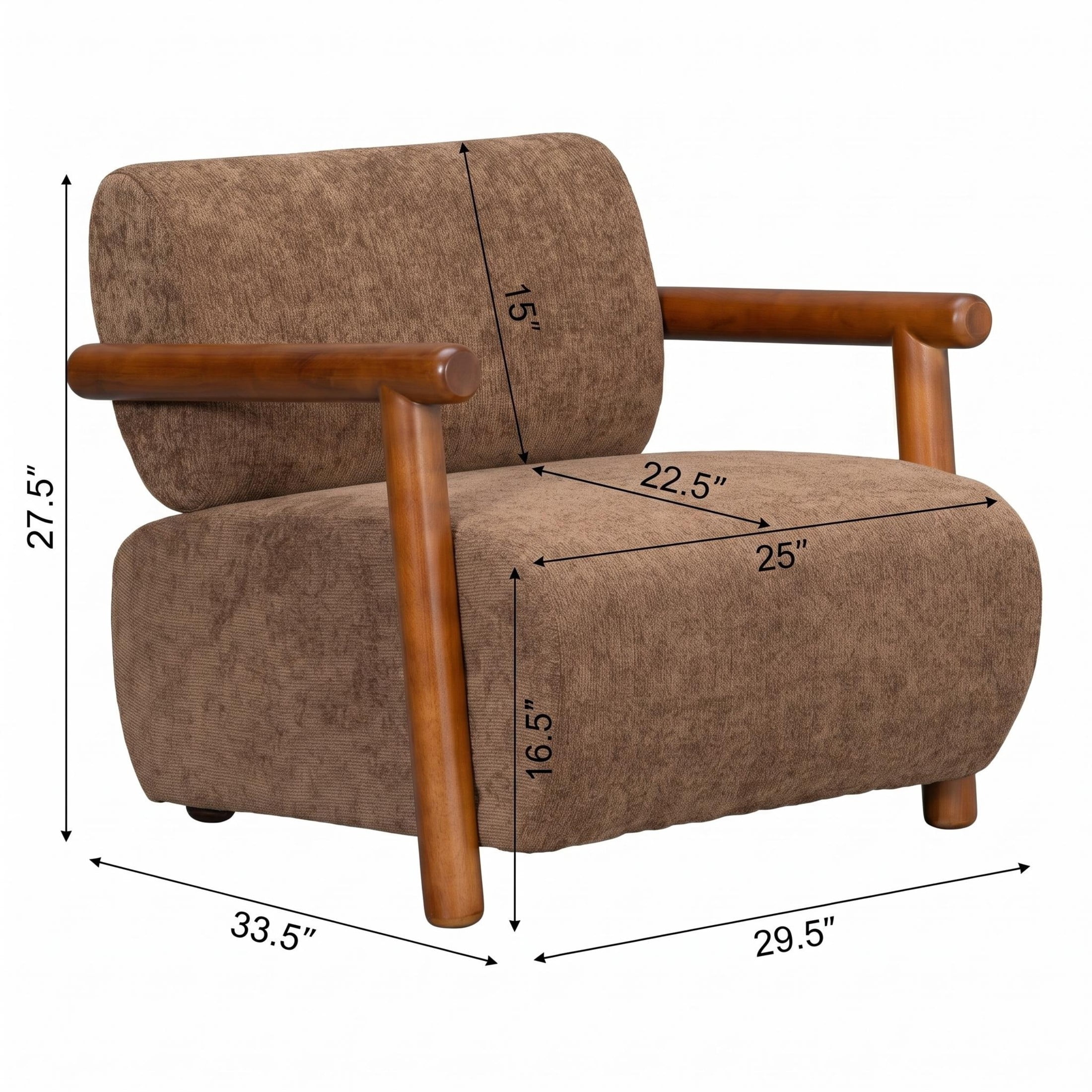Christopher Knight Home Modern Accent Lounge Chair, Chenille Upholstery with Solid Wood Arms, Brown, Set of 2