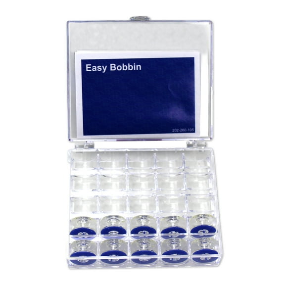 Janome Easy Bobbins with Blue Silicone Side and Storage Case