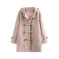 thumbnail image 4 of Blmnix Pink Fall Jacket Thermal Peacoat Outerwear Hoodie Womens Fall Blouses Mid-Length Long Sleeve Tops, 4 of 5