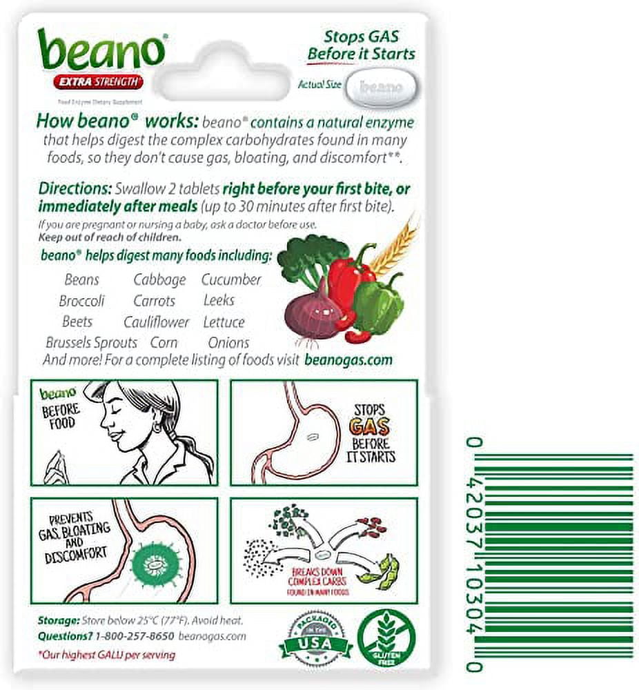 Beano Extra Strength, Gas Prevention & Digestive Enzyme Supplement, 30 Count, 3 Pack