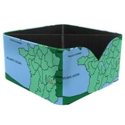 OWNSPRING Map of Lyon City Green Pattern Square Pencil Storage Case with 4 Compartments, Removable Dividers, Pen Holder, and Pencil Holder