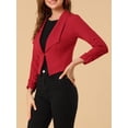 thumbnail image 5 of DARING DIVA Women's Notched Lapel Ruched Sleeve Crop Blazer S Red, 5 of 6
