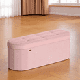 thumbnail image 7 of LEDREM 43" Foldable Storage Ottoman Bench, Velvet Fabric Ottoman with 2 Internal Dividers, Footrest for Bedroom Living Room, 7 of 7